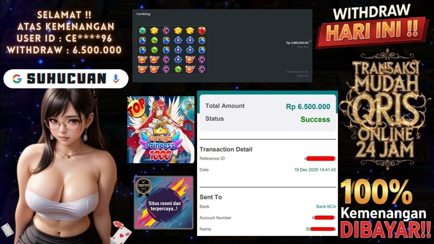 SUHUCUAN JACKPOT SLOT STARLIGHT PRINCESS 1000